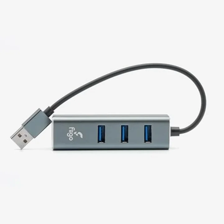 USB to LAN ve 3x USB Alüminyum Adaptör Gri