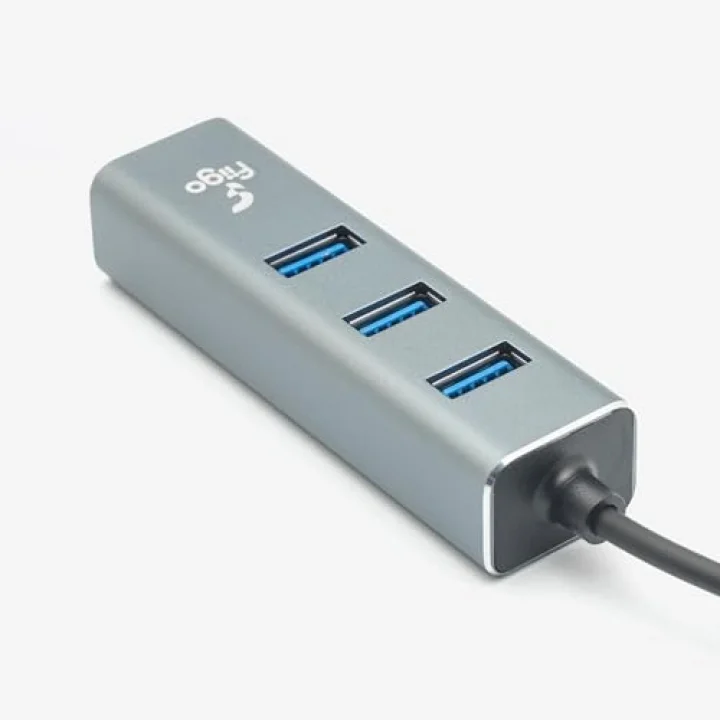 USB to LAN ve 3x USB Alüminyum Adaptör Gri
