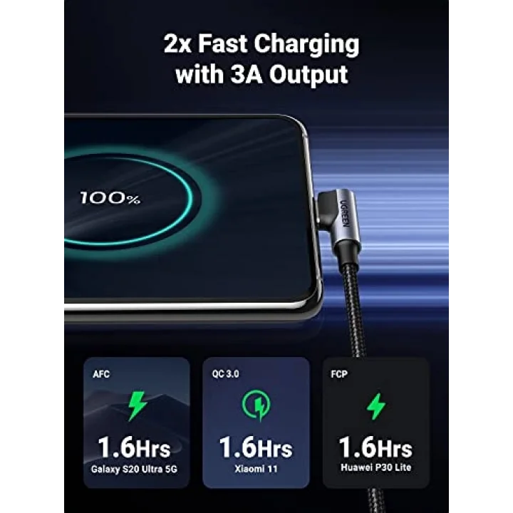 USB to Type-C 90 Derece Şarj ve Data Kablosu 2 Metre