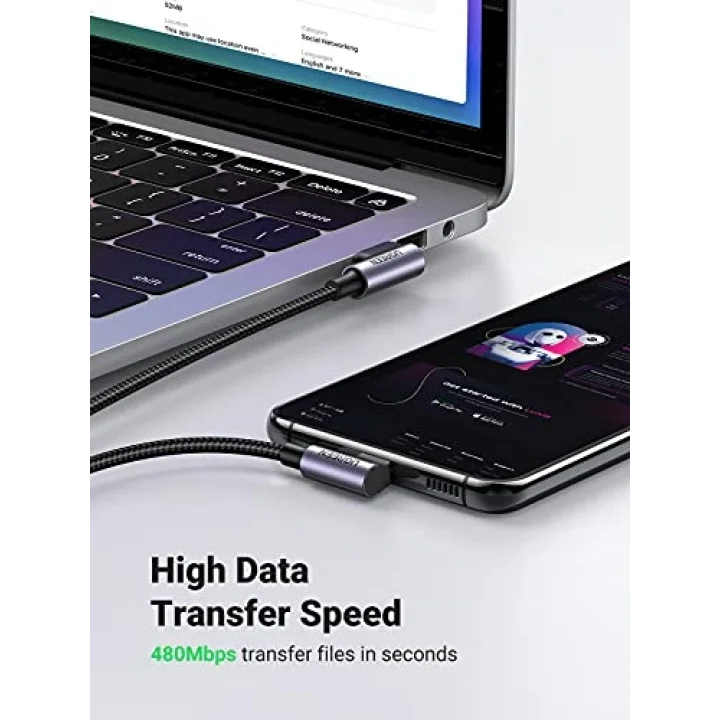 USB to Type-C 90 Derece Şarj ve Data Kablosu 2 Metre