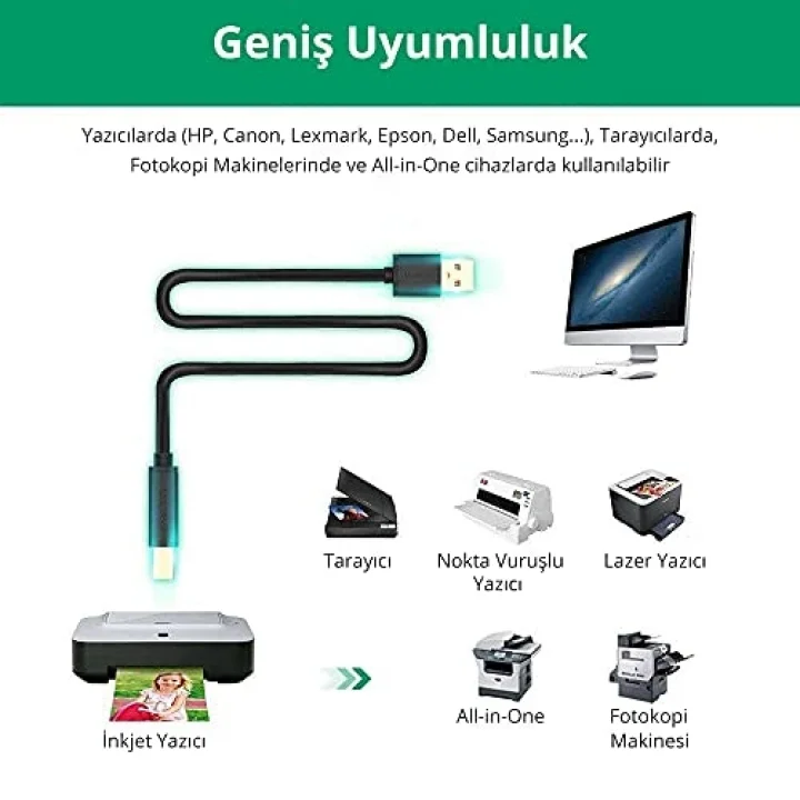 USB To USB-B Tarayıcı Yazıcı Kablosu 10 Metre