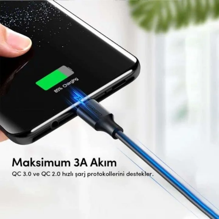 USB Type-C Şarj ve Data Kablosu, Siyah 1 Metre