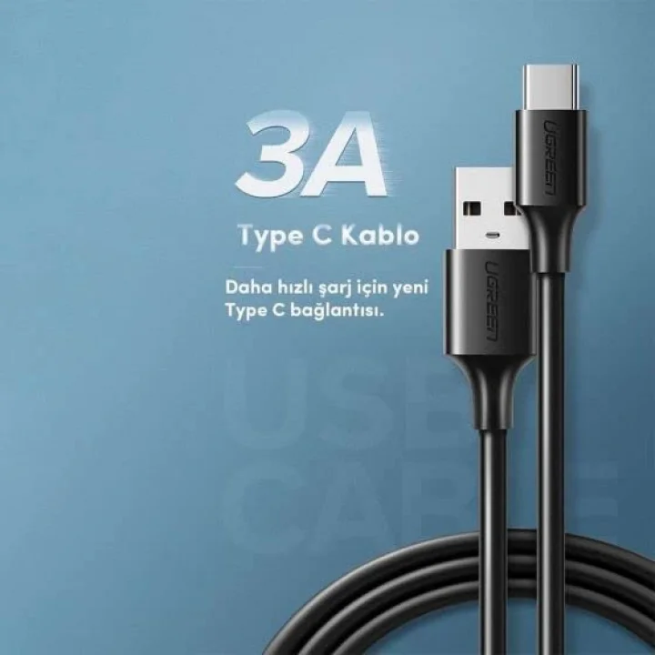 USB Type-C Şarj ve Data Kablosu, Siyah 1 Metre