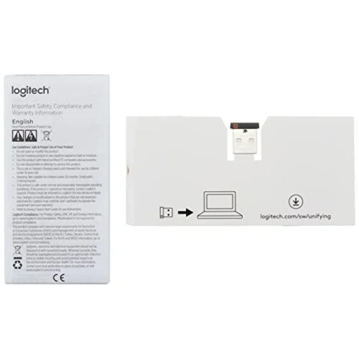 USB-Unifying alıcısı, 2,4 GHz kablosuz teknoloji, USB bağlantısı kablosuz fare ve klavye, PC/Mac/Laptop gibi tüm Unifying cihazlarıyla uyumlu, siyah