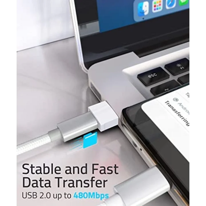 USB - USB C Adaptörü 4 Paket, Tip C Dişi - USB Erkek Dönüştürücü Güç Şarj Kablosu Adaptörü MagSafe Apple Watch Serisi 10/SE/Ultra 2 iPhone 17 E Air Pro Max AirPods Pro ile Uyumlu, Beyaz