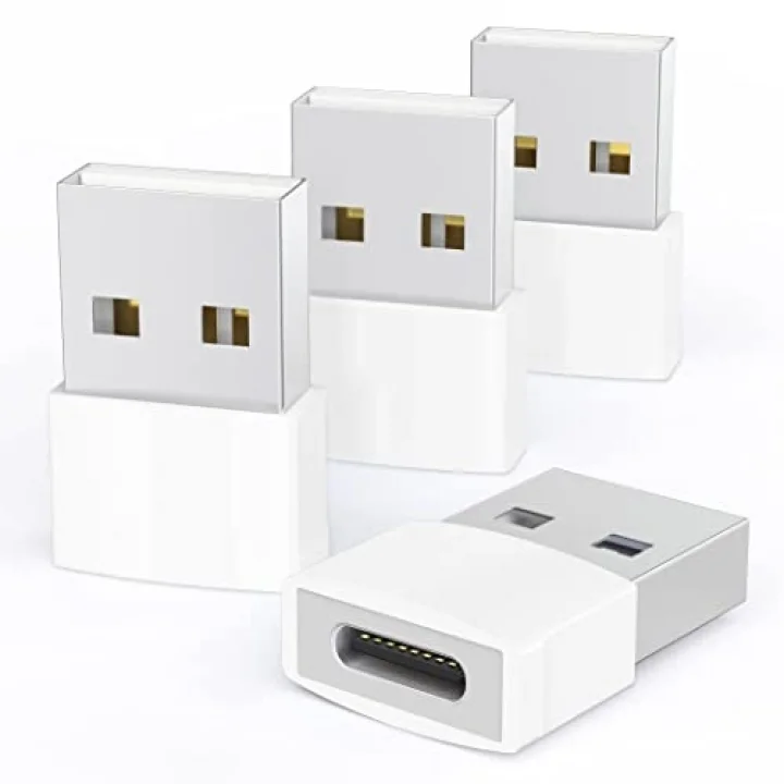 USB - USB C Adaptörü 4 Paket, Tip C Dişi - USB Erkek Dönüştürücü Güç Şarj Kablosu Adaptörü MagSafe Apple Watch Serisi 10/SE/Ultra 2 iPhone 17 E Air Pro Max AirPods Pro ile Uyumlu, Beyaz