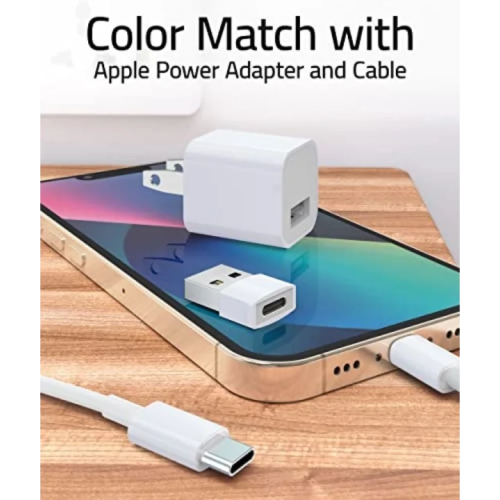 USB - USB C Adaptörü 4 Paket, Tip C Dişi - USB Erkek Dönüştürücü Güç Şarj Kablosu Adaptörü MagSafe Apple Watch Serisi 10/SE/Ultra 2 iPhone 17 E Air Pro Max AirPods Pro ile Uyumlu, Beyaz