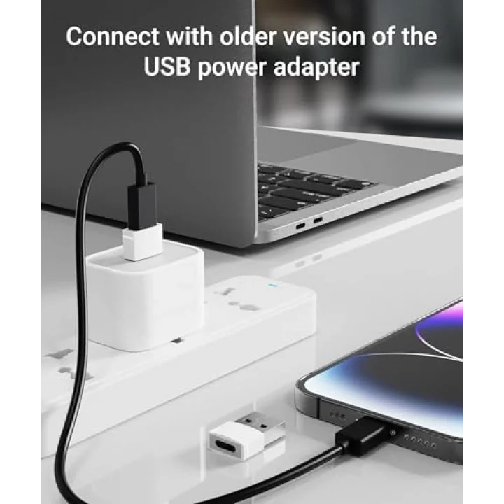 USB - USB C Adaptörü 4 Paket, Tip C Dişi - USB Erkek Dönüştürücü Güç Şarj Kablosu Adaptörü MagSafe Apple Watch Serisi 10/SE/Ultra 2 iPhone 17 E Air Pro Max AirPods Pro ile Uyumlu, Beyaz