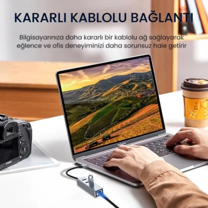 USB ve Type-C Gigabit Ethernet Adaptörü 3 Port USB 3.0 Çoklayıcı Hub