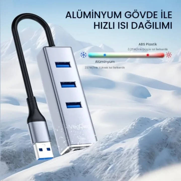 USB ve Type-C Gigabit Ethernet Adaptörü 3 Port USB 3.0 Çoklayıcı Hub