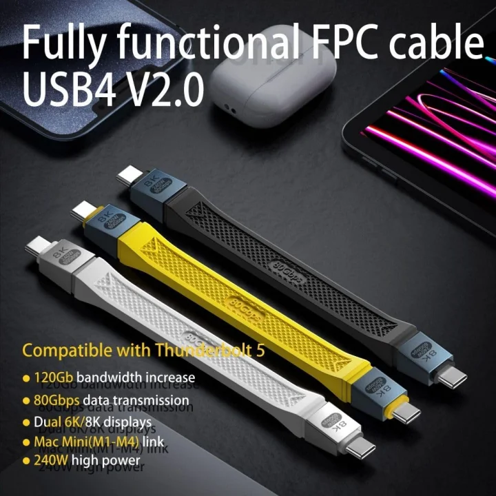 USB4 240W 8K 60Hz 80Gbps Şarj ve Veri Aktarım Kablosu OTGFB