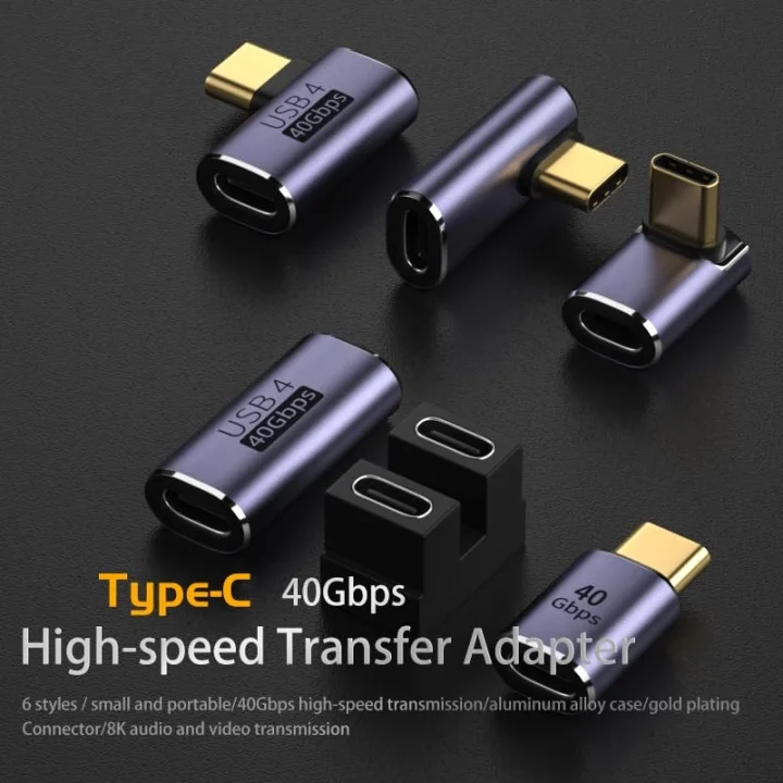 USB4 40Gbps L Tip Type-C Adaptör – 8K 60Hz 240W PD – Erkek Dişi USB-C Dirsek Dönüştürücü – Thunderbolt 4 Uyumlu OTGC