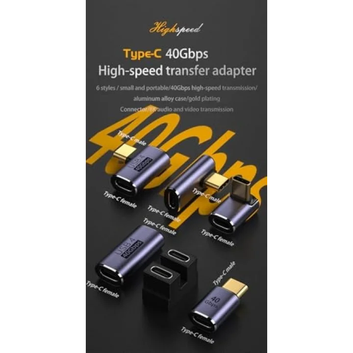 USB4 40Gbps L Tip Type-C Adaptör – 8K 60Hz 240W PD – Erkek Dişi USB-C Dirsek Dönüştürücü – Thunderbolt 4 Uyumlu OTGC