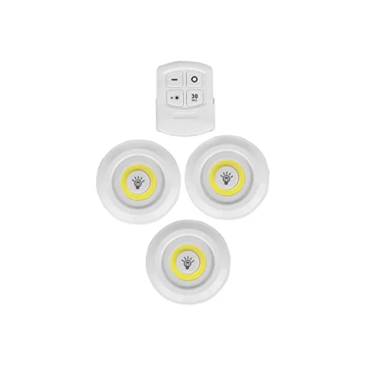 Uzaktan Kumandalı 3 Lü Spot Led Lamba Kablosuz Pilli Işıldak