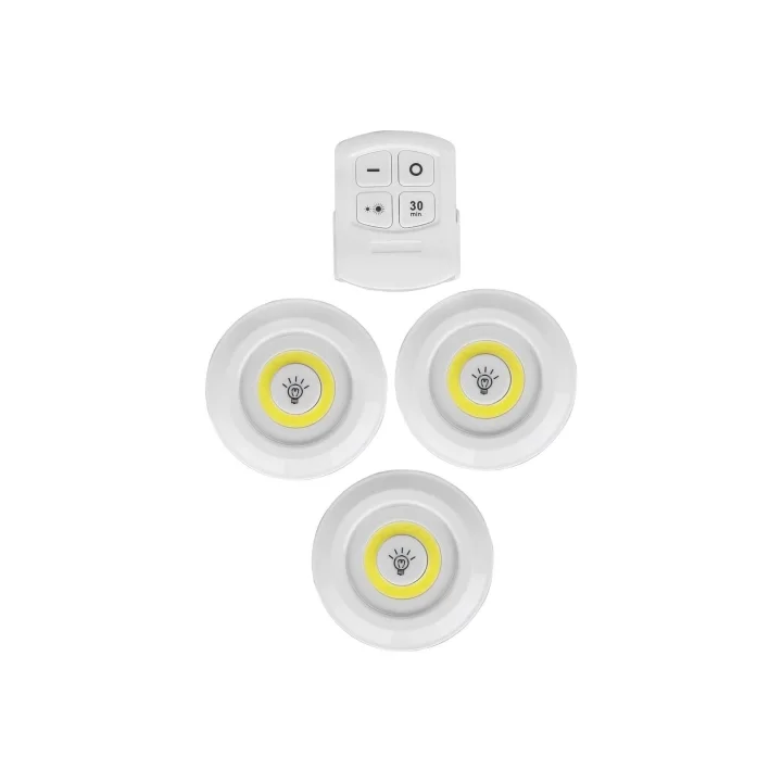 Uzaktan Kumandalı 3 Lü Spot Led Lamba Kablosuz Pilli Işıldak