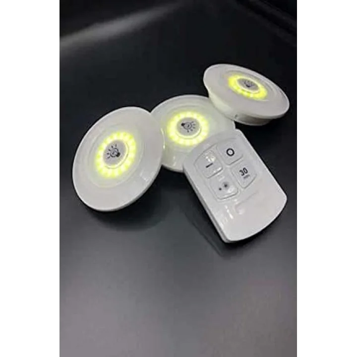 Uzaktan Kumandalı Yapışkanlı 3lü Led Spot Lamba