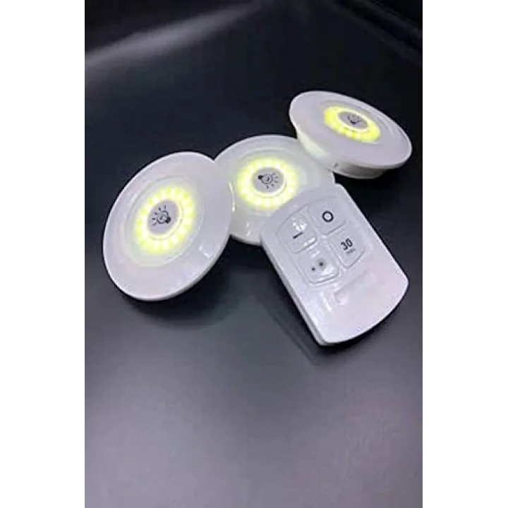 Uzaktan Kumandalı Yapışkanlı Kablosuz Led Spot Lambalar 3 Led +1