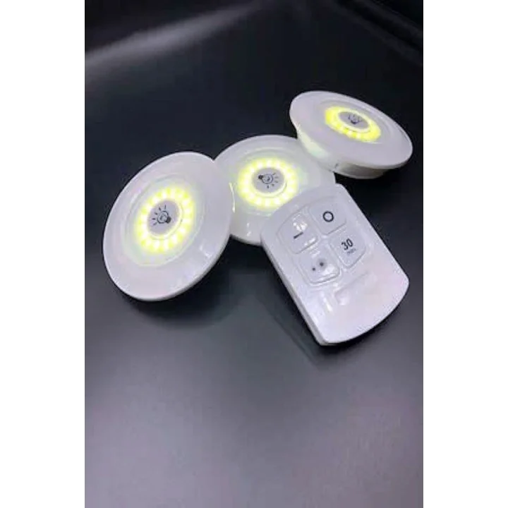 Uzaktan Kumandalı Yapışkanlı Kablosuz Led Spot Lambalar 3 Led +1