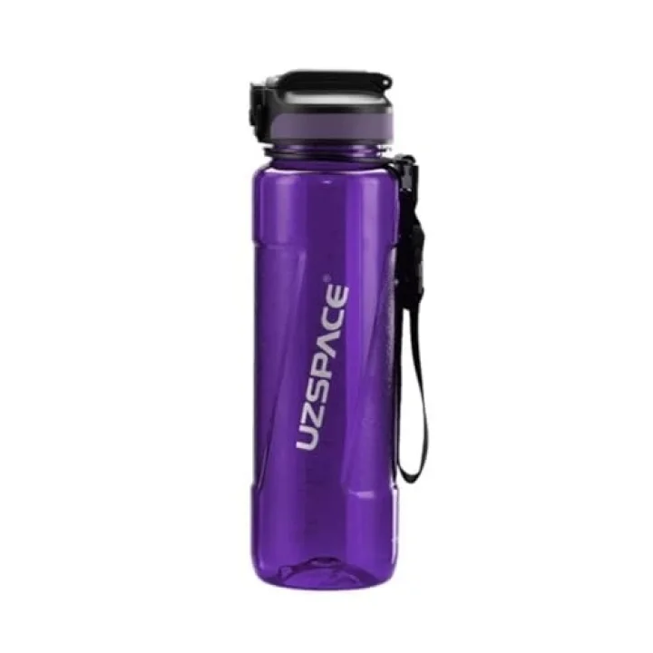 Uzspace 1000ml Pipetli Ölçü Skalalı Şeffaf Gövde Tritan Su Matarası (Mor)