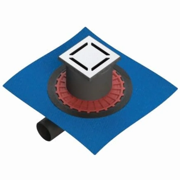 V-Flow Kare 5607270 Duş Kanalı, Yandan Çıkışlı, 15x15 cm, Parlak Krom