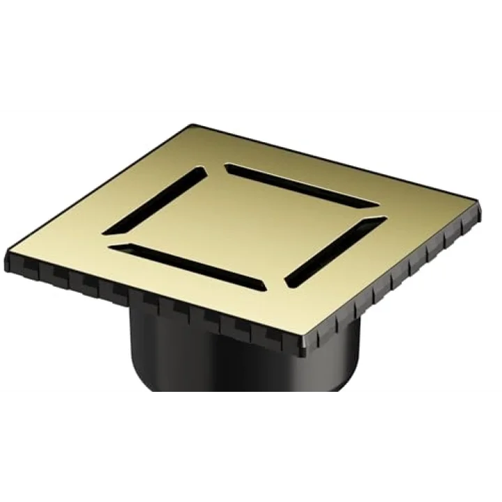 V-Flow Kare 5608278 Duş Kanalı Alttan Çıkışlı 100 Kapak Parlak Altın