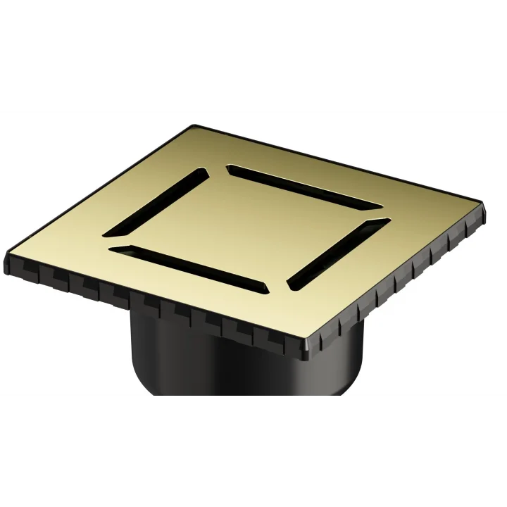 V-Flow Kare 5608278 Duş Kanalı Alttan Çıkışlı 100 Kapak Parlak Altın