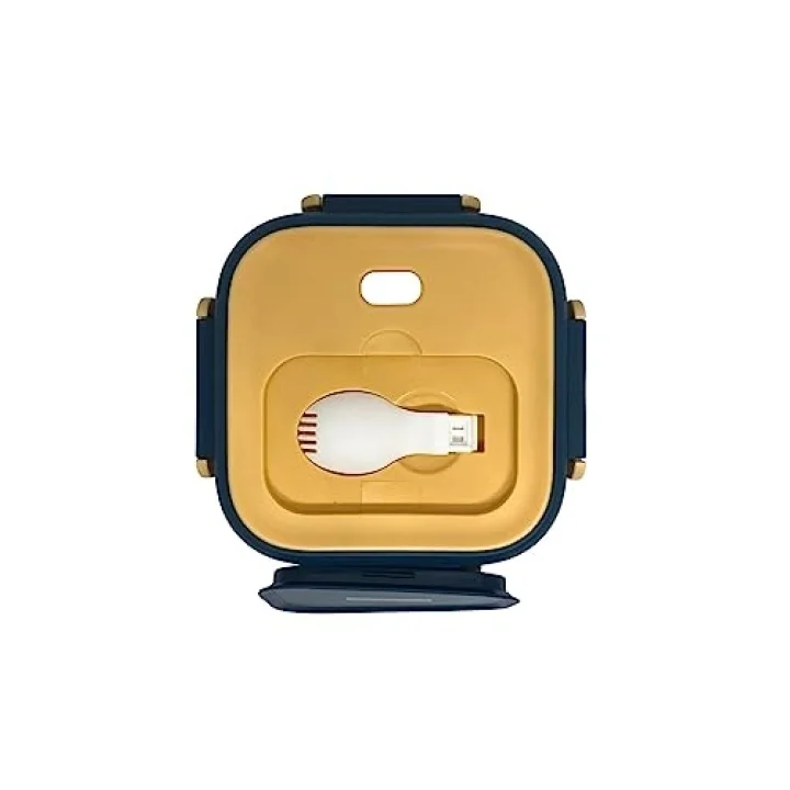 Vagonlife Bento 500ml Lunchbox Tek Katlı Çelik Sefer Tası Yemek Kutusu (Lacivert-Sarı)