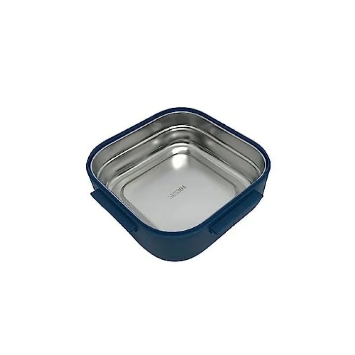 Vagonlife Bento 500ml Lunchbox Tek Katlı Çelik Sefer Tası Yemek Kutusu (Lacivert-Sarı)