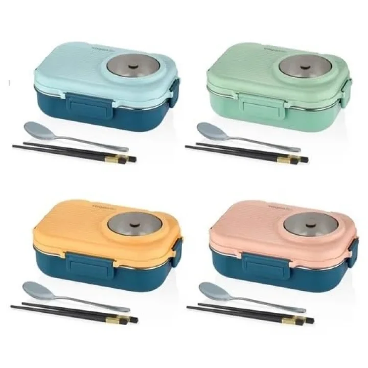Vagonlife Beslenme Kutusu Paslanmaz Çelik - 1100 ml Sos (Yoğurt) Kaseli Yeni Nesil Lunch Box (Yeşil)