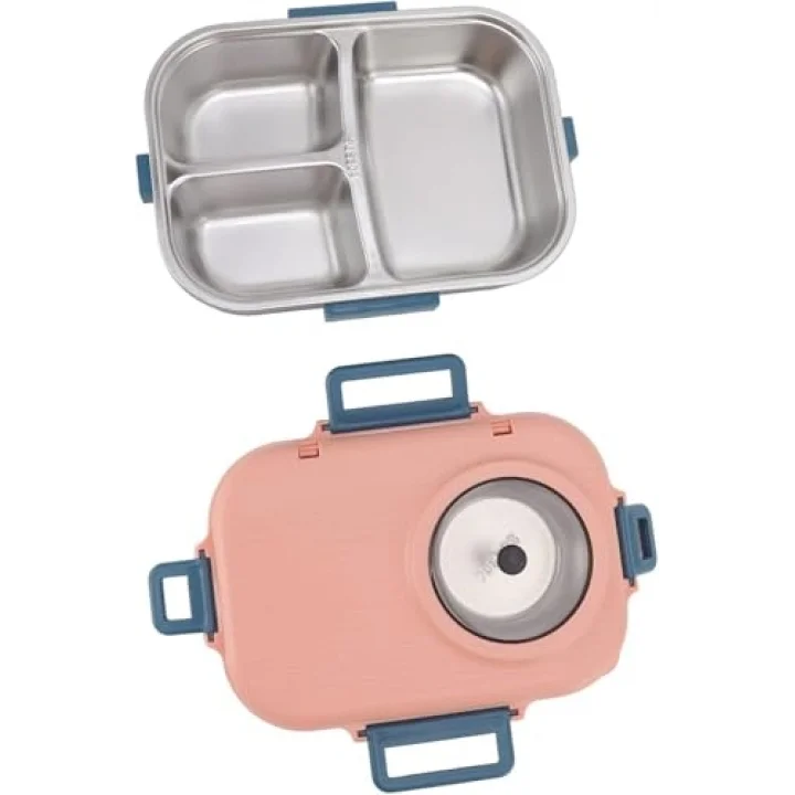 Vagonlife Beslenme Kutusu Paslanmaz Çelik - 1100 ml Sos (Yoğurt) Kaseli Yeni Nesil Lunch Box (Yeşil)