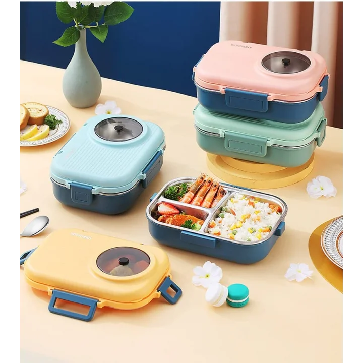 Vagonlife Beslenme Kutusu Paslanmaz Çelik - 1100 ml Sos (Yoğurt) Kaseli Yeni Nesil Lunch Box (Yeşil)