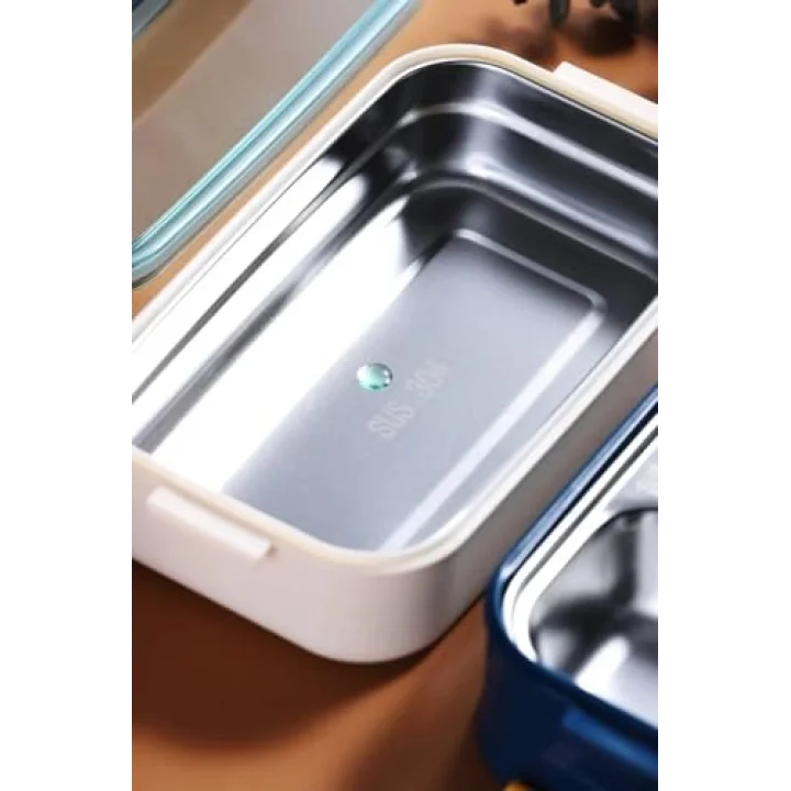 Vagonlife Çift Katmanlı Paslanmaz Çelik Beslenme Kabı-1400 ml (Çatallı Kaşık) Beslenme Kutusu (Sarı)