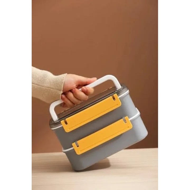 Vagonlife Çift Katmanlı Paslanmaz Çelik Beslenme Kabı-1600 ml Beslenme Kutusu (Mavi)
