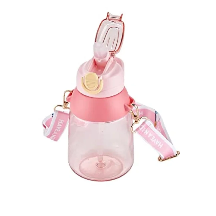Vagonlife Taşıma Askılı Pipetli 800 ml Çocuk Su Matarası Sticker Hediyeli Pembe