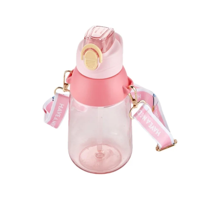Vagonlife Taşıma Askılı Pipetli 800 ml Çocuk Su Matarası Sticker Hediyeli Pembe