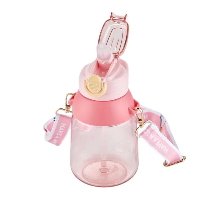Vagonlife Taşıma Askılı Pipetli 800 ml Çocuk Su Matarası Sticker Hediyeli Pembe