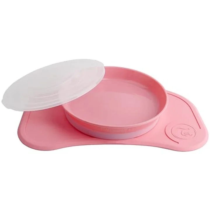 Vakumlu Bebek Çocuk Tabak ve Mama Altlığı Seti Pembe
