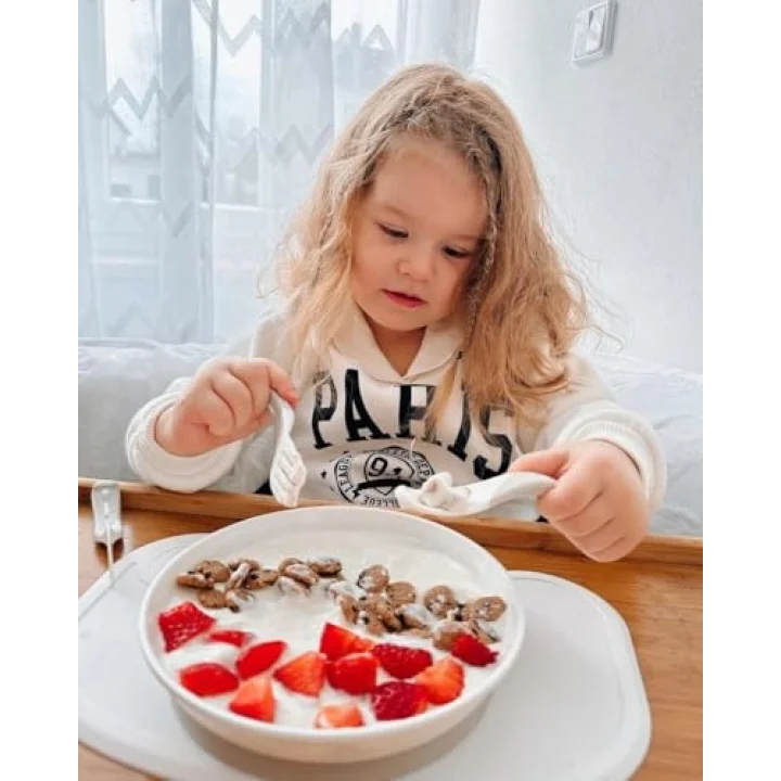 Vakumlu Bebek Çocuk Tabak ve Mama Altlığı Seti Pembe
