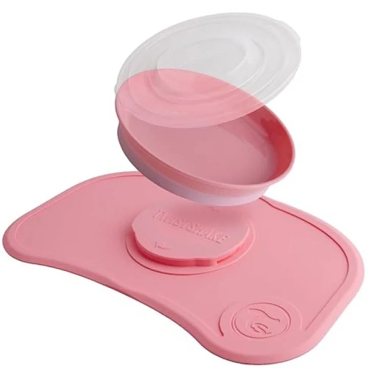 Vakumlu Bebek Çocuk Tabak ve Mama Altlığı Seti Pembe