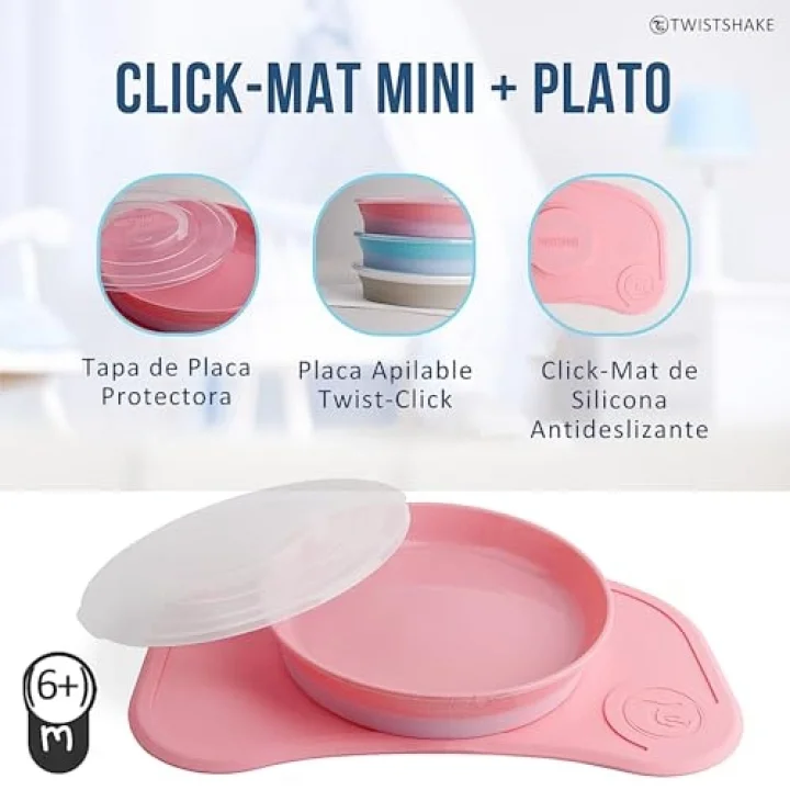 Vakumlu Bebek Çocuk Tabak ve Mama Altlığı Seti Pembe
