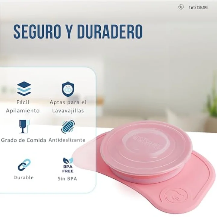 Vakumlu Bebek Çocuk Tabak ve Mama Altlığı Seti Pembe