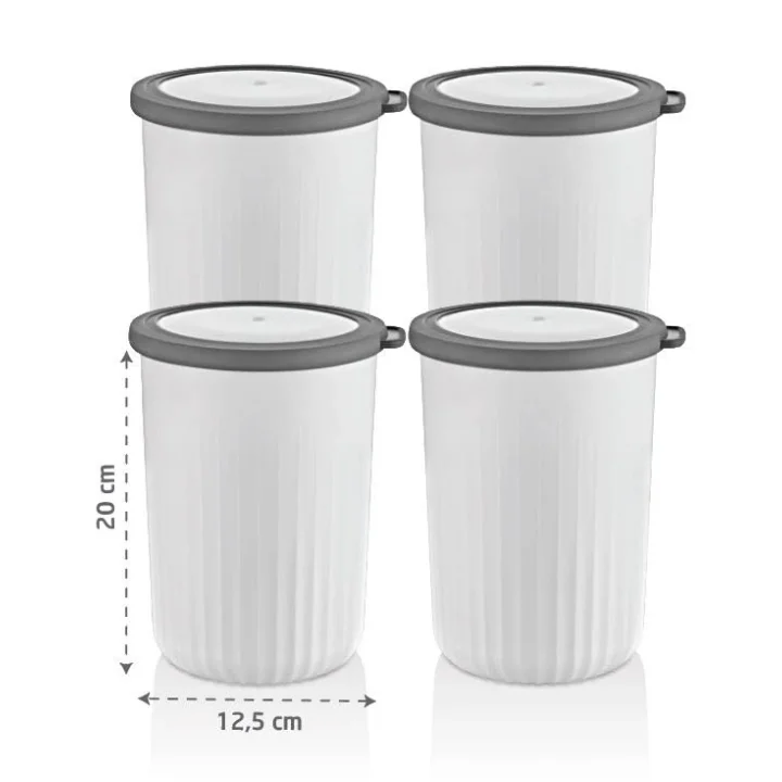 Vakumlu Saklama Kabı Silindir, Beyaz 2, 10 Ltx4Lü