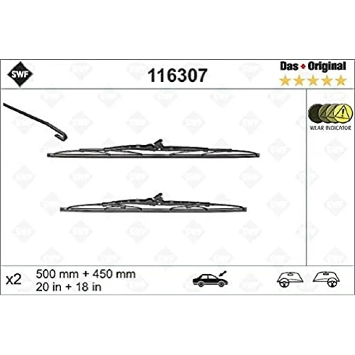 Valeo Das Original Set Silecek Hyundai Accent III (2005-2010) (500+450 MM) 116307