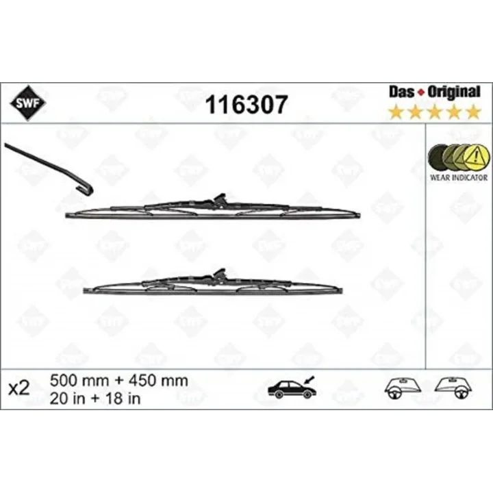 Valeo Das Original Set Silecek Hyundai Accent III (2005-2010) (500+450 MM) 116307