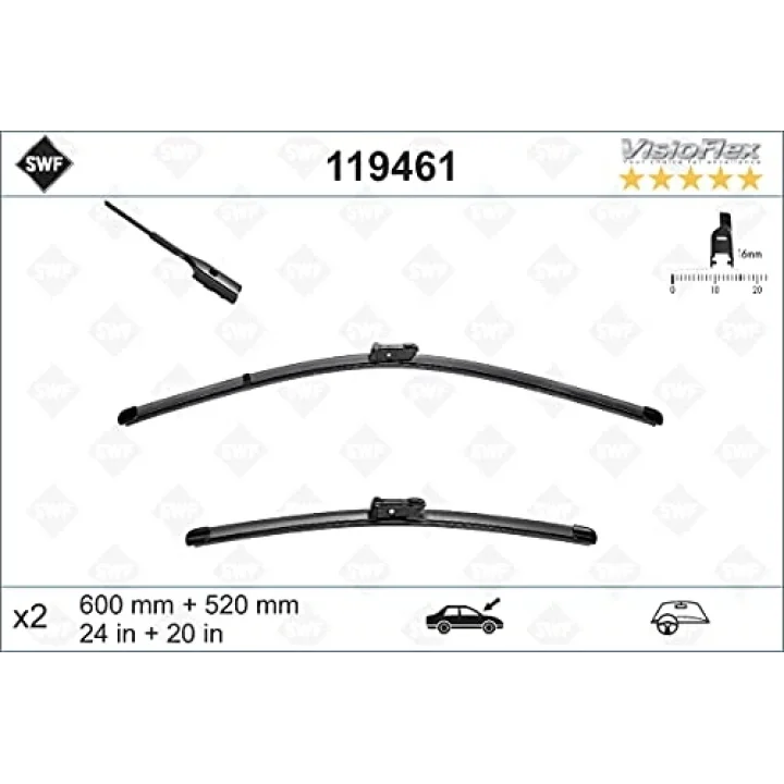 Valeo Das Original Set Silecek Seti Audi A5 Cabrio (2020 ve sonrası), Audi TT (2018 ve sonrası), Porsche Panamera (2020-2023) (600+520 MM) 119461