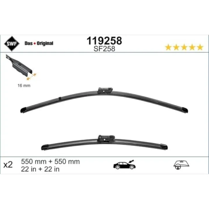 Valeo Das Original Set Silecek Seti Land Rover Defender (2019 ve sonrası), Vw Beetle (2011-2019) (550+550 MM) 119258