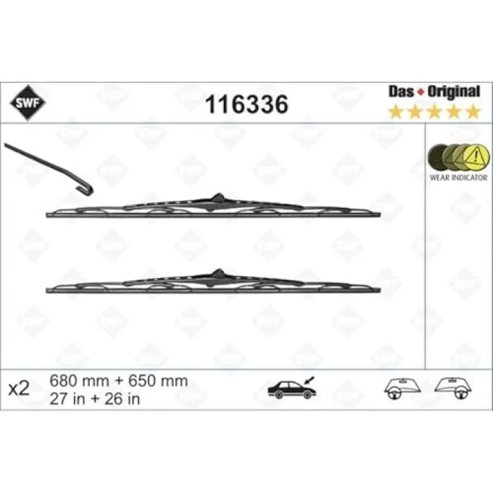 Valeo Das Original Set Silecek Seti Seat Alhambra (2000-2010), Vw Sharan (2000-2010) (680+650 MM) 116336