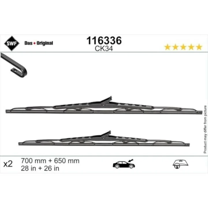 Valeo Das Original Set Silecek Seti Seat Alhambra (2000-2010), Vw Sharan (2000-2010) (680+650 MM) 116336