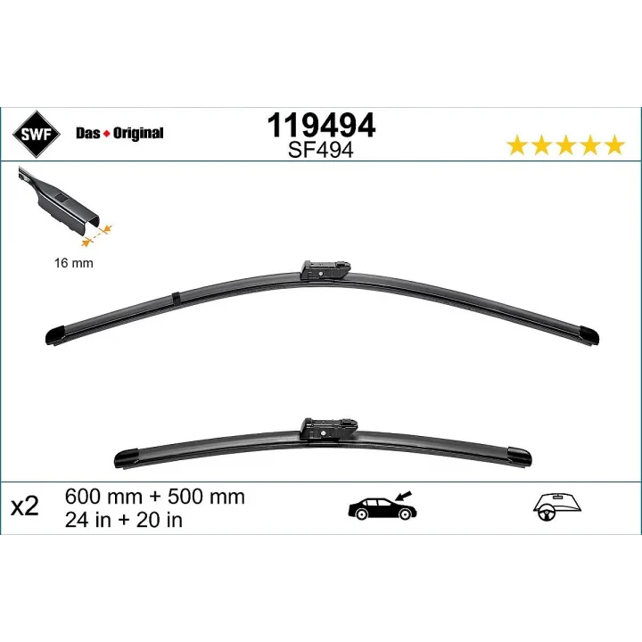 Valeo Das Original Set Silecek Seti Volvo XC40 (2017-2023) (600+500 MM) 119494