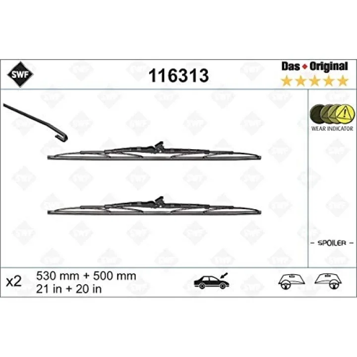Valeo Das Original Set Silecek Volvo S40 I (2000-2003), Audi A4 B5 (1994-2000) (530+500 MM) 116313